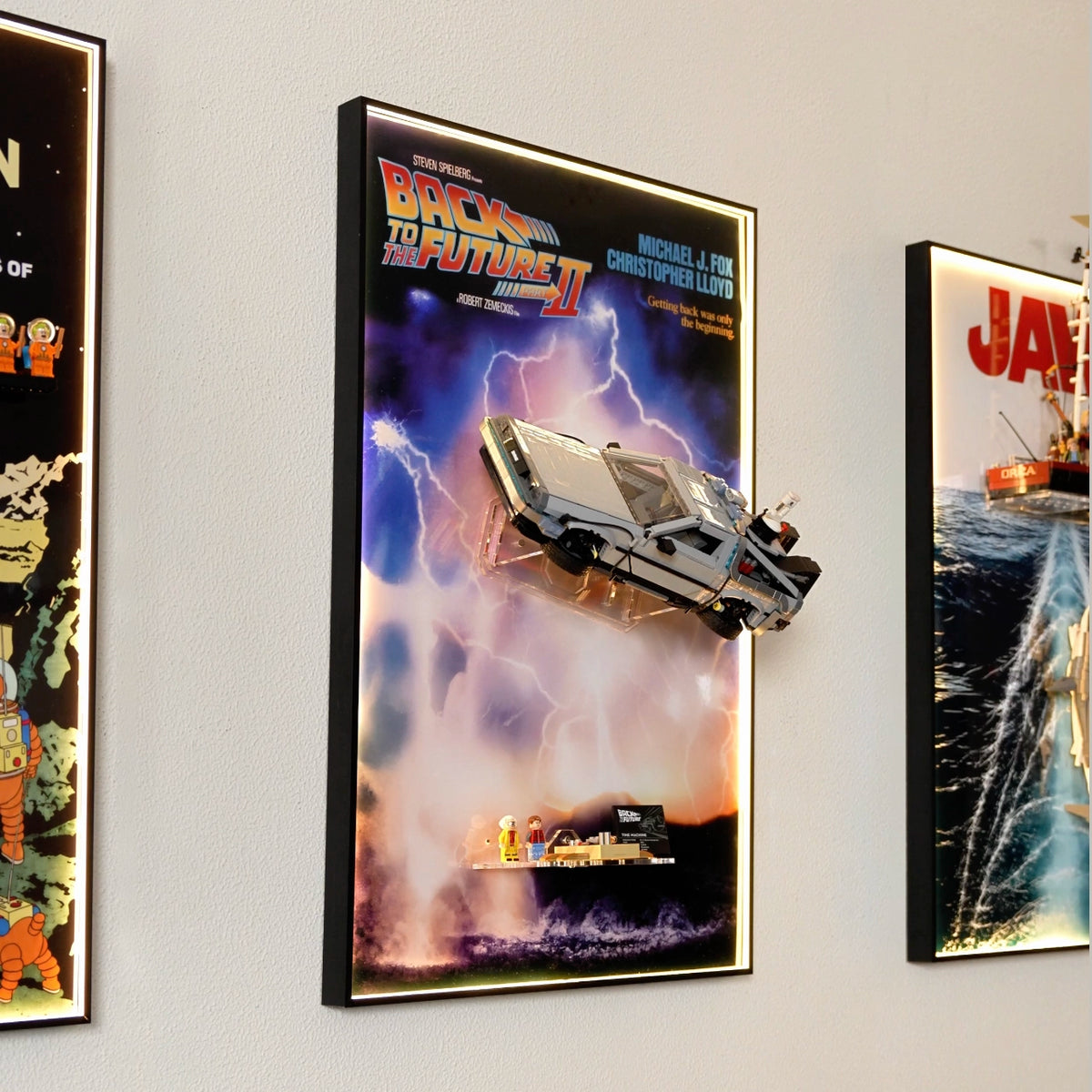 [Custom Acrylic Bracket Included] Wall Display frame for LEGO® ICONS™ Back to the Future Time Machine 77256&10300