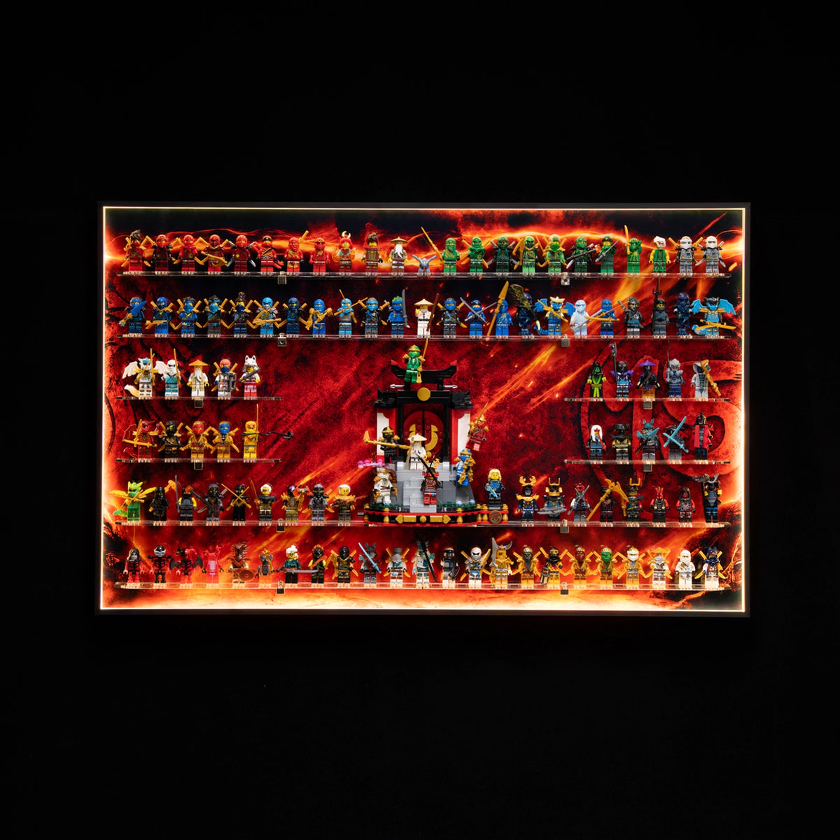 【PREMIUM AVEC ÉCLAIRAGE】 Vitrine murale anti-poussière pour logo LEGO et 112 figurines